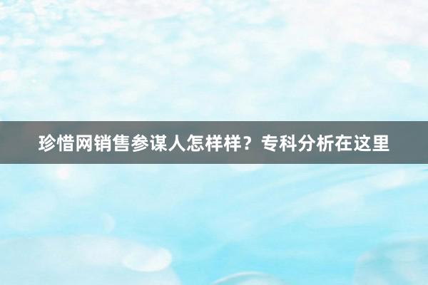 珍惜网销售参谋人怎样样？专科分析在这里