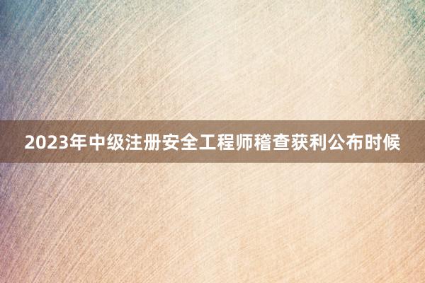 2023年中级注册安全工程师稽查获利公布时候